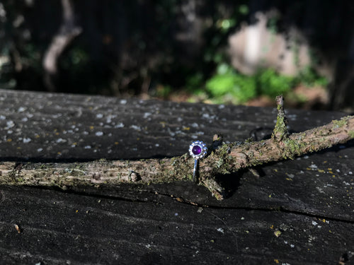Sterling Silver Nose Ring - Amethyst - Made To Order