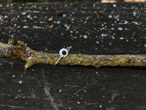 Sterling Silver Nose Ring - Onyx - Made To Order